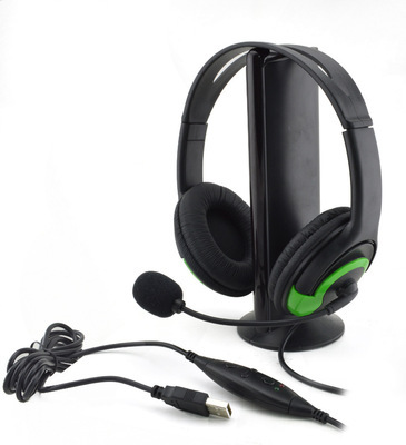 時尚黑綠新款PS3游戲機(jī)玩家耳豪華頭戴式USB電腦線控麥克風(fēng)評測與導(dǎo)購